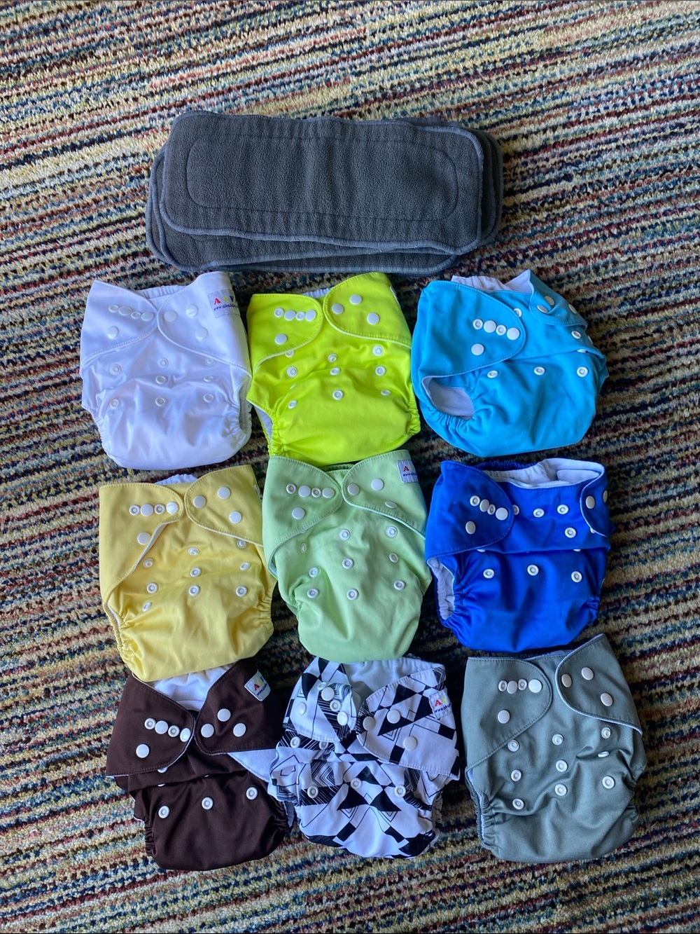 Assorted Reusable Cloth Diaper Covers - lot of 9 with inserts